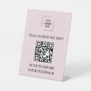 Expositor En L Soporte de código QR rosa estilo pedestal para com