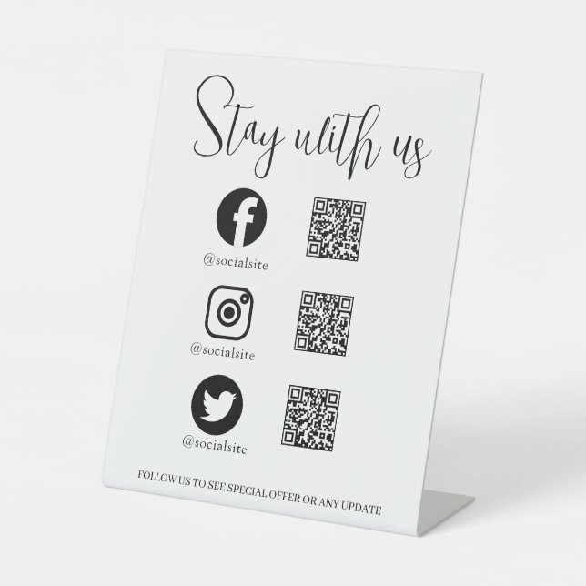 Expositor En L Soporte de pantalla de conexión QR de redes social (Anverso)