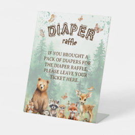 Expositor En L Sorteo de pañales Animales del bosque baby shower
