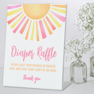Expositor En L Sorteo de pañales para baby shower Sunshine Bright