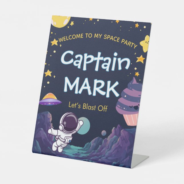 Expositor En L Space Explorer Birthday Welcome Sign (Anverso)