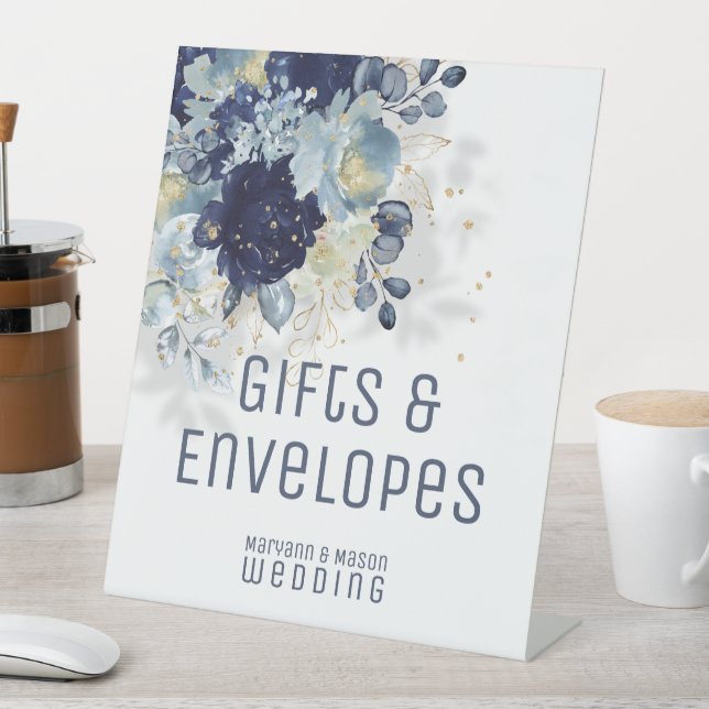 Expositor En L Sparkling Navy Dusty Blue Gifts & Envelopped (In Situ)