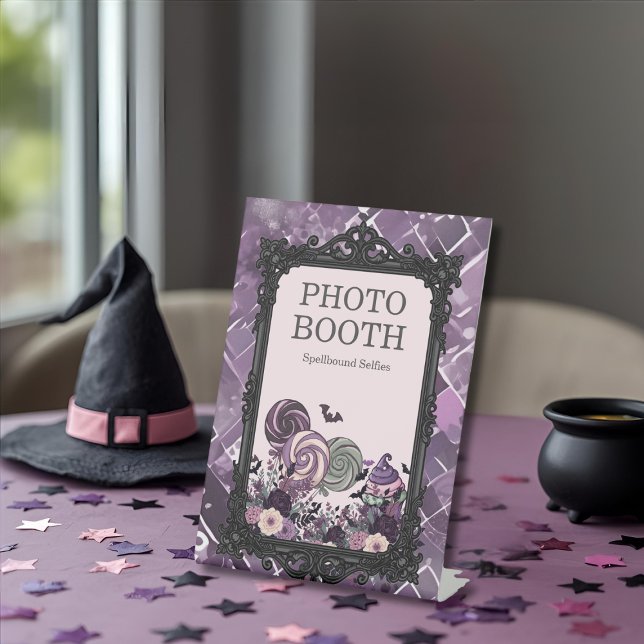 Expositor En L Spooky Cute Gothic PHOTO BOOTH (Spooky Cute Gothic purple PHOTO BOOTH Pedestal Sign)