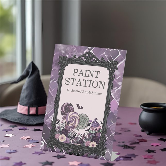 Expositor En L Spooky Cute Gótica PINTA STATION (Spooky Cute Gothic purple PAINT STATION Pedestal Sign)
