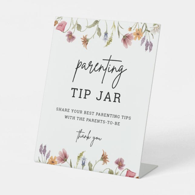 Expositor En L Spring Wildflower Penting Tip Jar Baby Shower (Anverso)