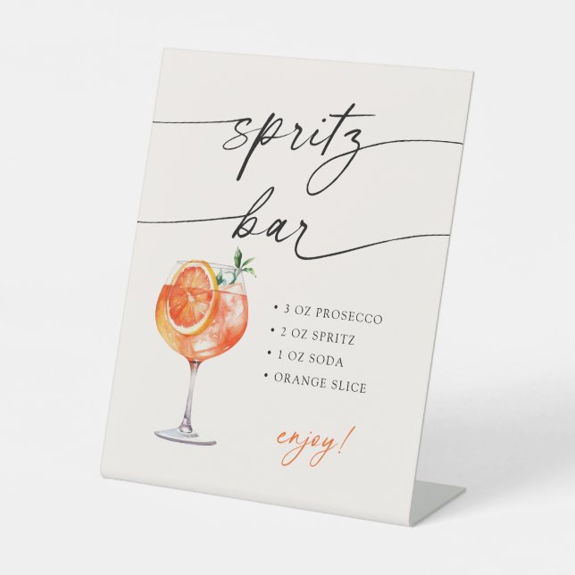 Expositor En L Spritz Bar Modern Calligraphy Table Sign  (Anverso)