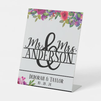 Expositor En L Sr. y Sra. Personalizado Floral Boda Personalizado