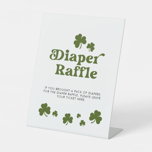Expositor En L St. Patrick's Day Green Shamrock Diaper Raffle (Anverso)