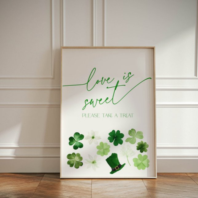 Expositor En L St. Patricks Day Love is Sweet Take a Treat Buffet (Love is sweet, please take a treat buffet sign)