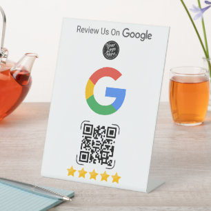 Expositor En L Stand de reseñas de Google con código QR