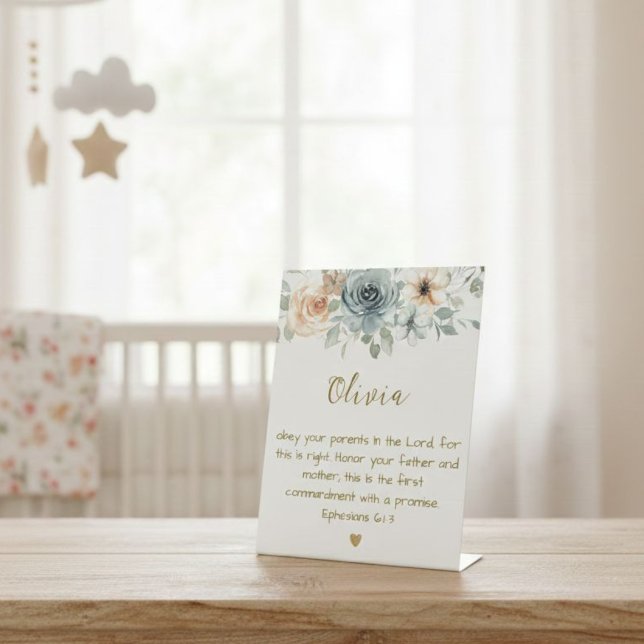 Expositor En L Stand Plaque with Bible Verse Ephesians 6:1-3  (Subido por el creador)