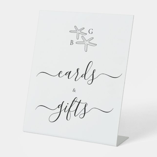 Expositor En L Starfish Beach Monograma Tarjetas de matrimonio y  (Anverso)