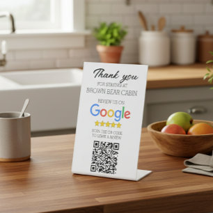 Expositor En L STR Google Review scan QR Code a corto plazo