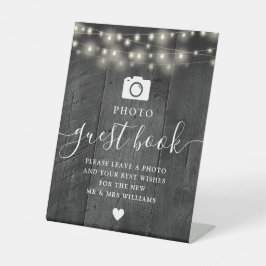 Expositor En L String Lights Black Barn Wood Photo Guest Book