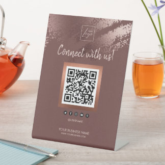 Expositor En L Stylish Bronze Business QR Code Social Media