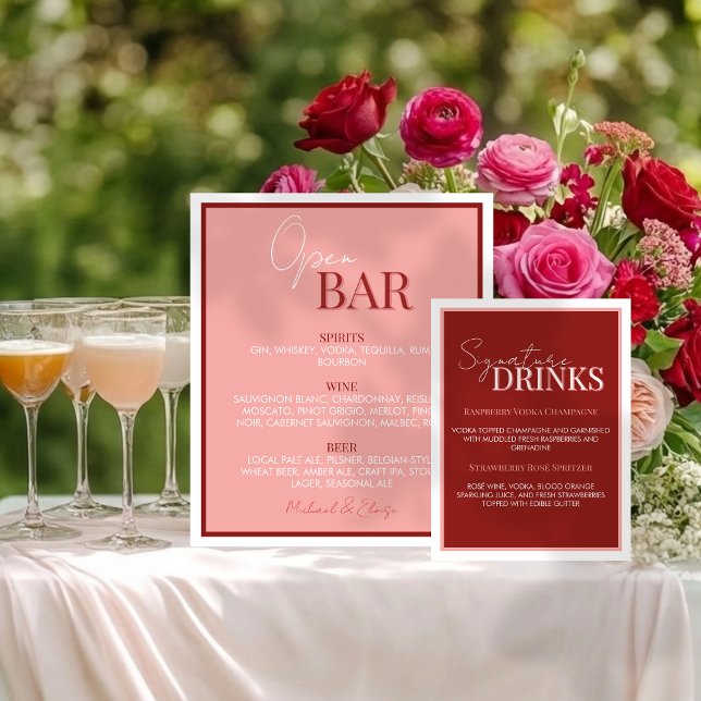 Expositor En L Stylish Juicy Red Signature Drink Wedding (Accent your cocktail hour bar in style with this Stylish Juicy Red Signature Drink Wedding Sign!)