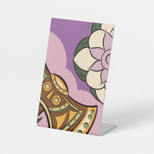 Expositor En L Stylized Axe and Flower Design (Anverso)