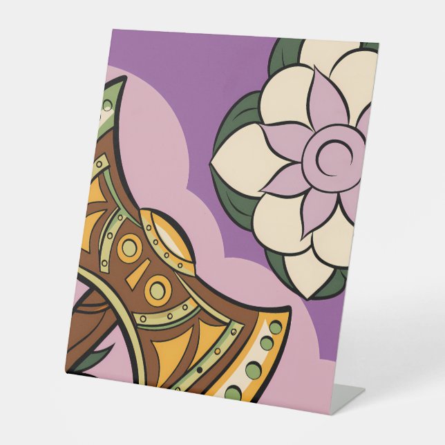 Expositor En L Stylized Axe and Flower Design (Anverso)