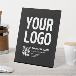 Expositor En L Su logotipo con código QR editable y texto
