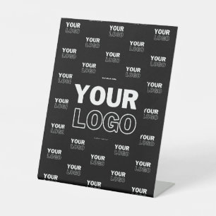 Expositor En L Su logotipo y logotipo repetitivo en segundo plano