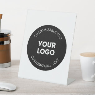 Expositor En L Su propio logotipo comercial cargado con texto edi
