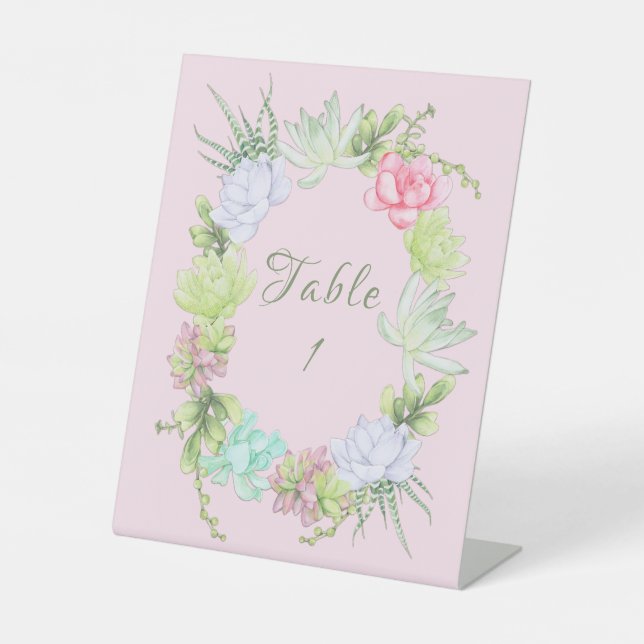 Expositor En L Suculenta veneración Wreath Bridal Shower Table (Anverso)