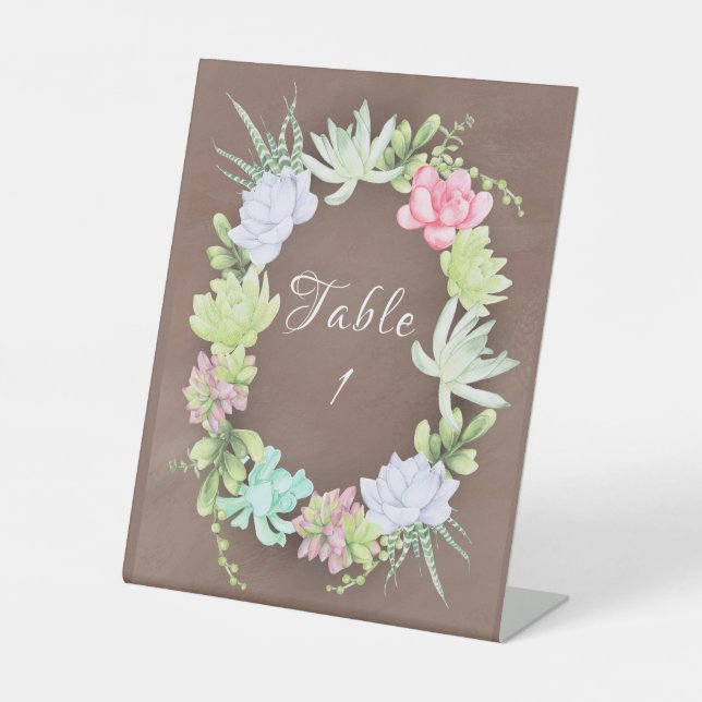 Expositor En L Suculenta veneración Wreath Bridal Shower Table (Anverso)