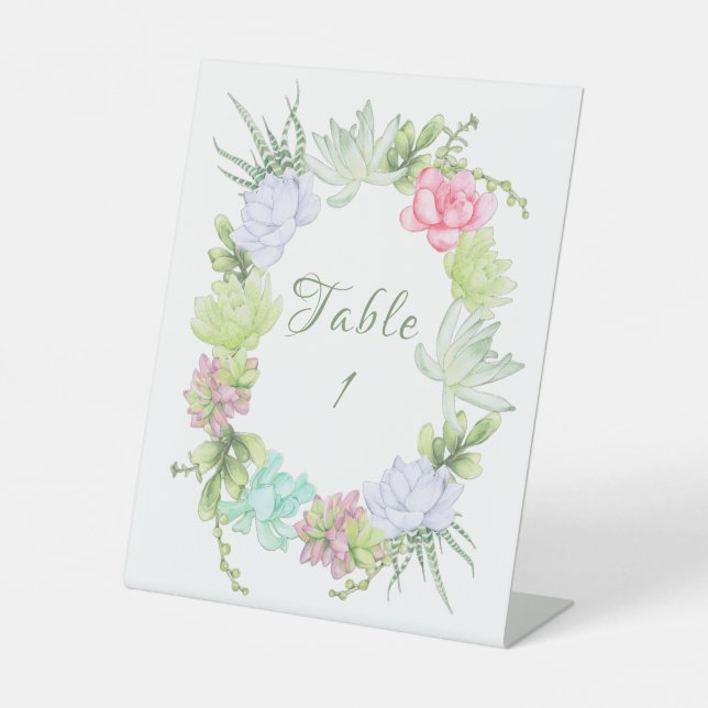 Expositor En L Suculenta veneración Wreath Bridal Shower Table (Anverso)