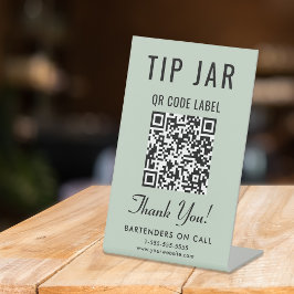 Expositor En L Sugerencia Jar QR Código Sage Green Tabletop