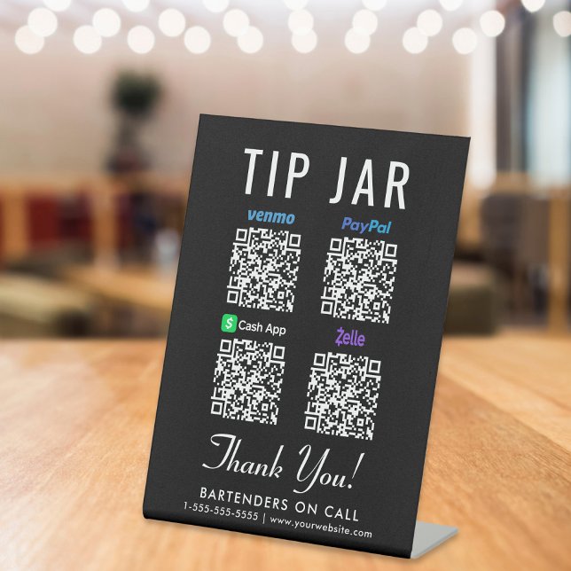 Expositor En L Sugerencia Jar QR Código Venmo Paypal Cashapp Zell (Empower your customers to tip conveniently and securely with just a scan – no more fumbling for cash)