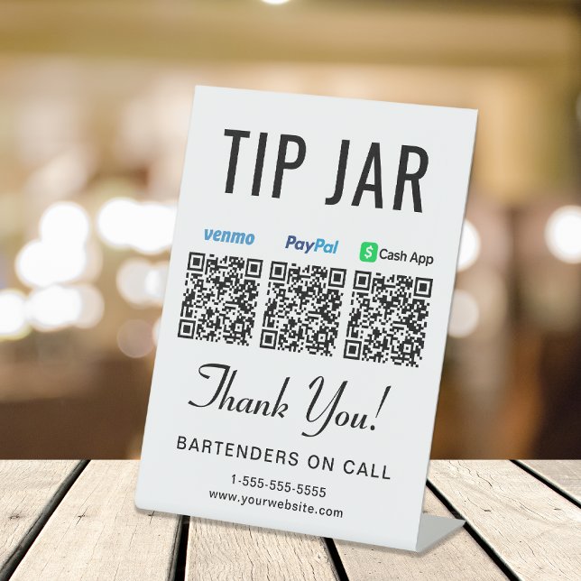 Expositor En L Sugerencia Jar Venmo Paypal Cashapp Códigos QR Tab (Empower your customers to tip conveniently and securely with just a scan – no more fumbling for cash)