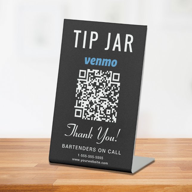 Expositor En L Sugerencia Jar Venmo QR Código Negro (Subido por el creador)