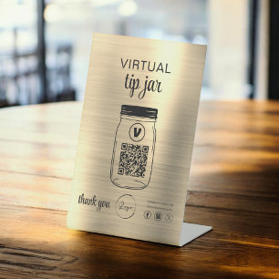 Expositor En L Sugerencia virtual Gold Jar QR Code Logo Blanco
