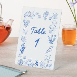 Expositor En L Summer Seashells Frame Beach Wedding Blue