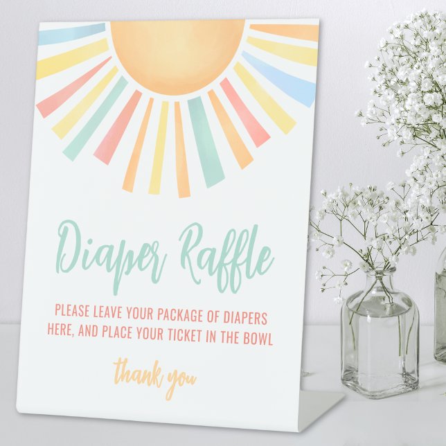 Expositor En L Sun Baby Shower Diaper Raffle (Sun Baby Shower Diaper Raffle Pedestal Sign)