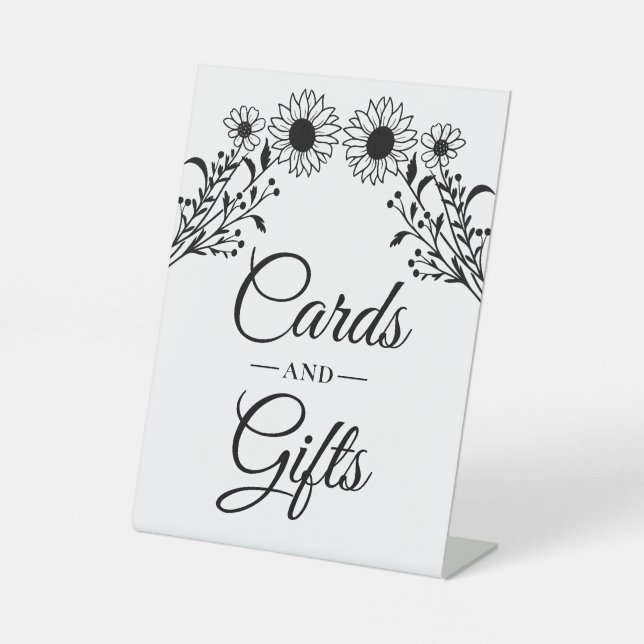 Expositor En L Sunflowers Black Floral Cards Gifts Boda (Anverso)
