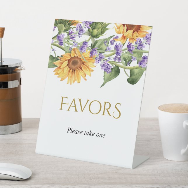 Expositor En L Sunflowers & Lavender Favor Table Top Sign (In Situ)