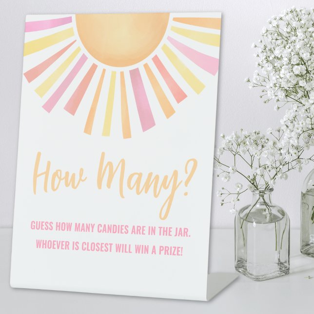 Expositor En L Sunshine Adivina Cuántas Baby Shower Pink Sun (Sunshine Guess How Many Pink Sun Baby Shower Pedestal Sign)
