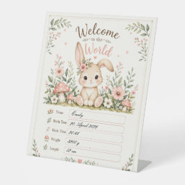 Expositor En L Süßes Baby Hasen Design mit Geburtsdaten Feldern