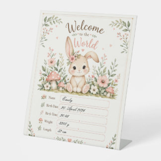 Expositor En L Süßes Baby Hasen Design mit Geburtsdaten Feldern