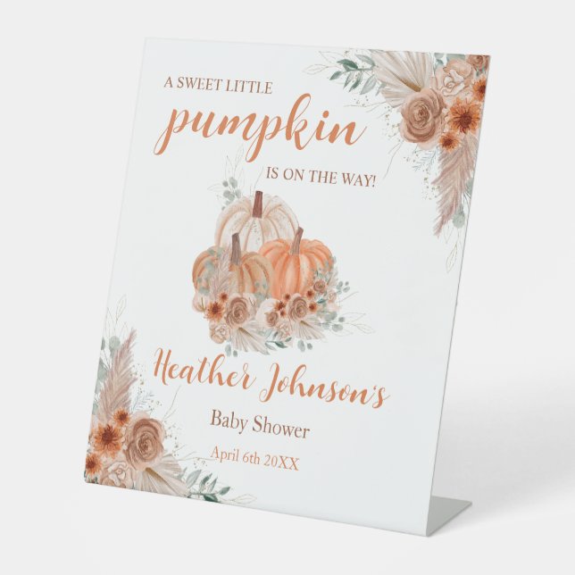 Expositor En L Sweet Little Pumpkin Autumn Baby Shower (Anverso)