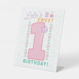 Expositor En L Sweet One First Birthday pedestal sign