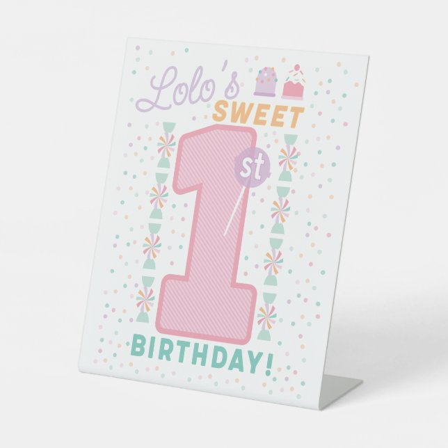 Expositor En L Sweet One First Birthday pedestal sign (Anverso)