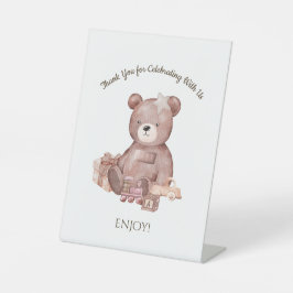 Expositor En L Sweet Teddy Bear Baby Shower Pedestal Sign