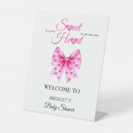 Expositor En L Sweetheart bow Valentines baby shower Welcome sign