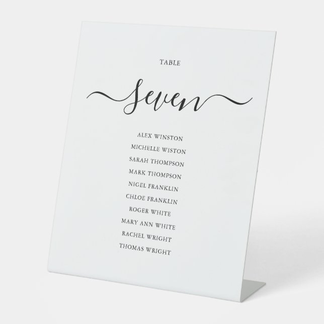 Expositor En L Tabla de asientos moderna con guiones negros (Anverso)