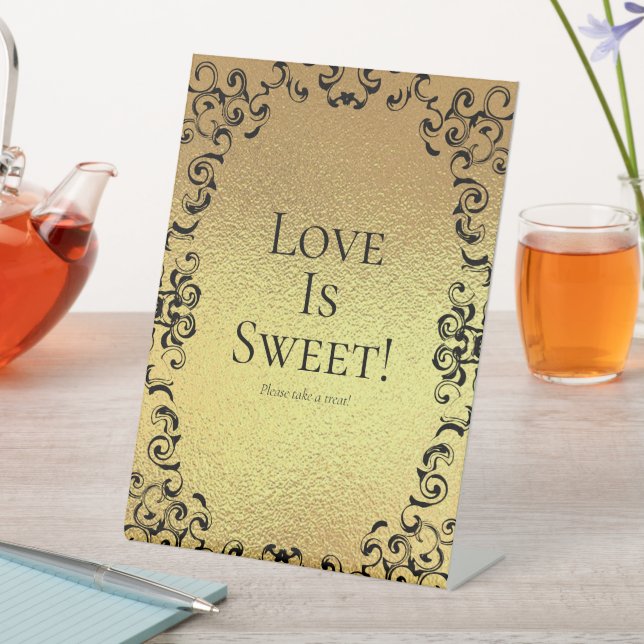 Expositor En L Tabla de dulces para Bodas góticos de Swirl Gold y (In Situ)