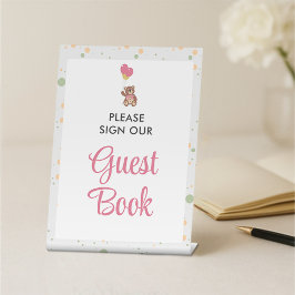 Expositor En L Tabla de Guestbook de Baby Shower de Chica blanco 