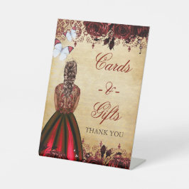 Expositor En L Tabla de mariposa roja de Princesa de Vintage