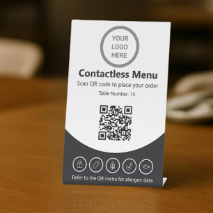Expositor En L Tabla de menús sin contacto del código QR del logo